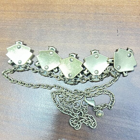 J.Crew 22" Statement Necklace W/ Green & Black Gemstone Accents On Gold-Tone - Picture 7 of 8